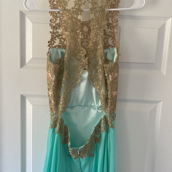 Teal & Gold Princess Jasmine Prom Dress - Picture 8 of 11